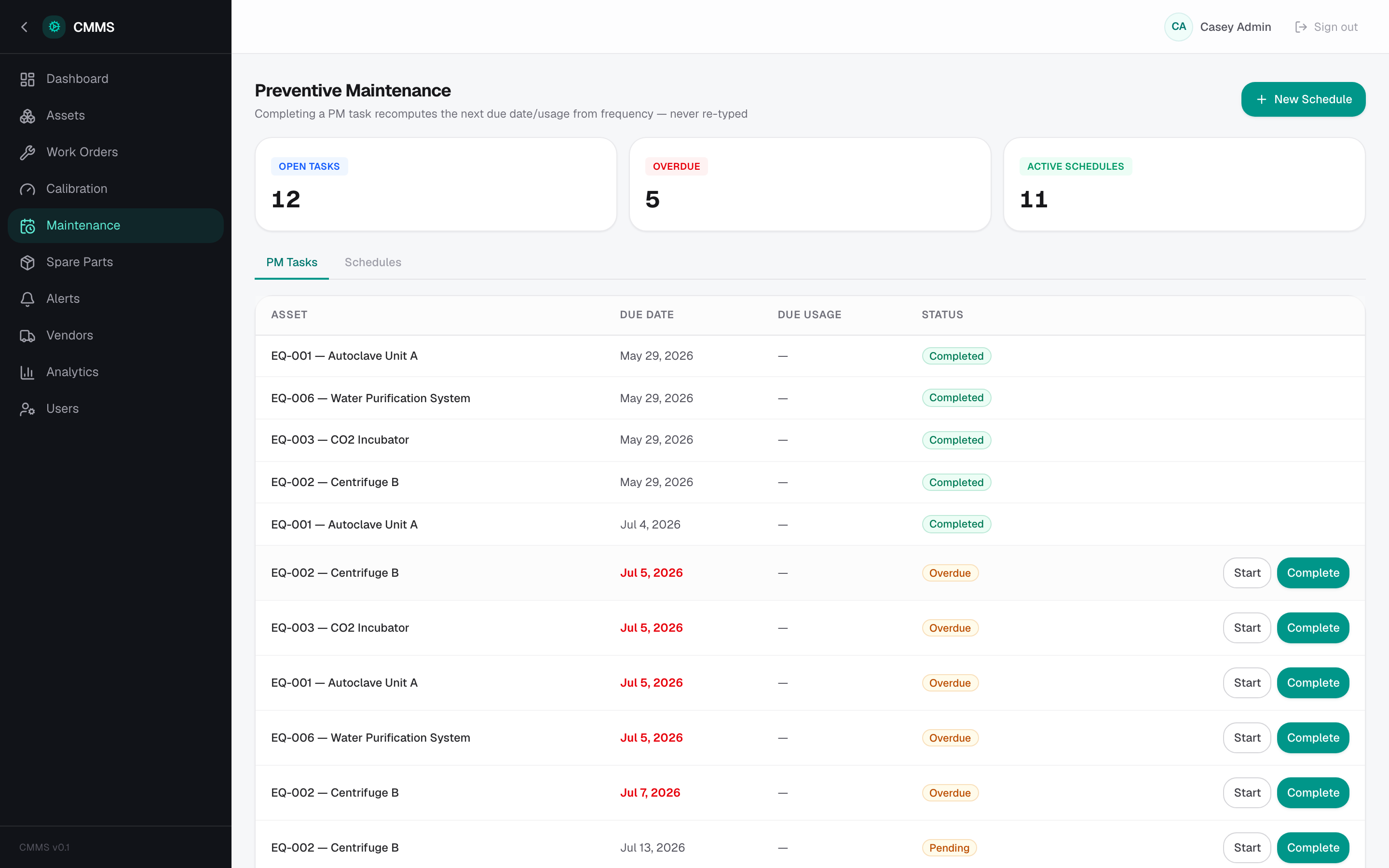 CMMS — Maintenance