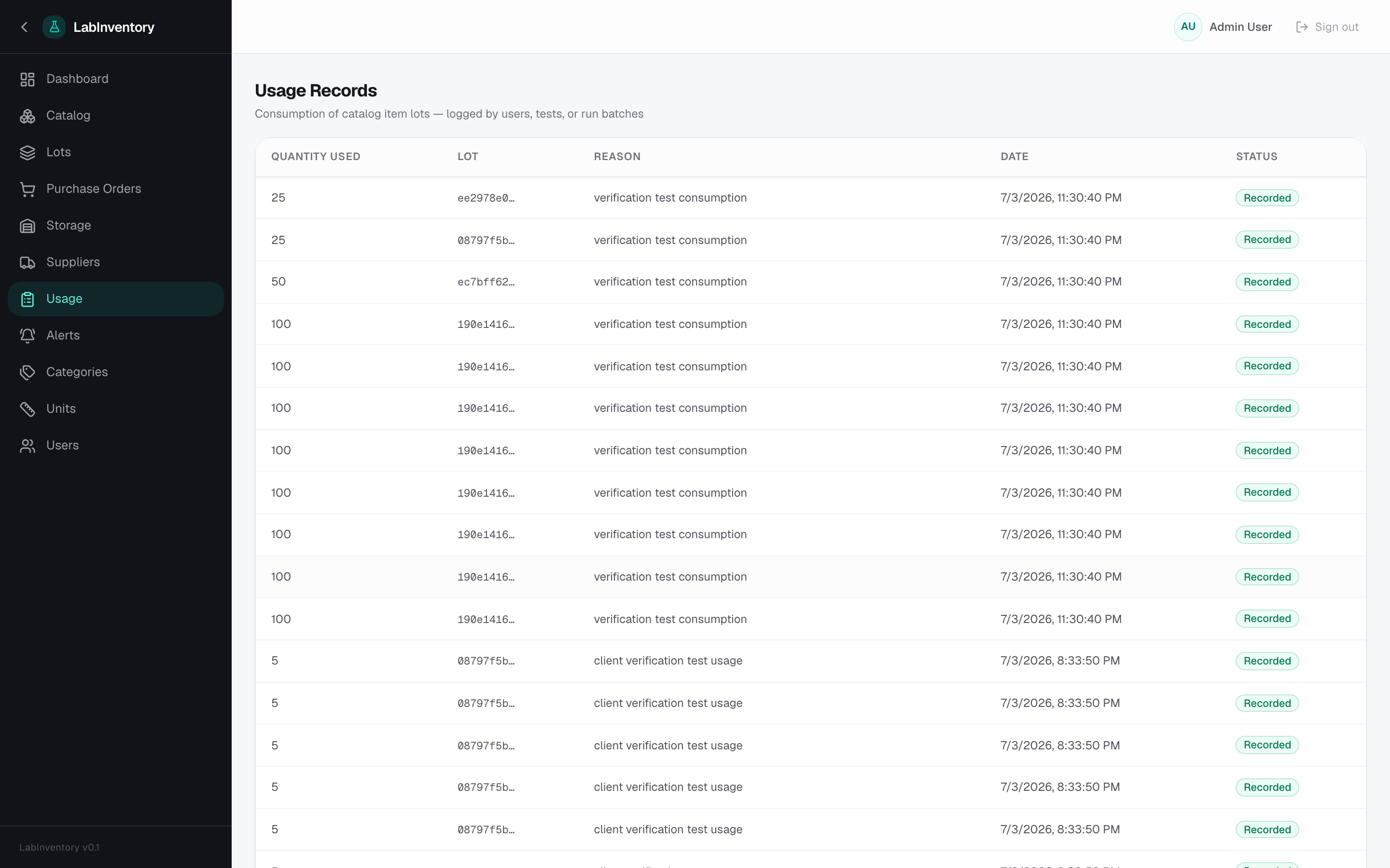 LabInventory — Usage